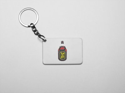 Rum-acryllic printed white keychains/ keyrings for bollywood lover people(Pack Of 2)