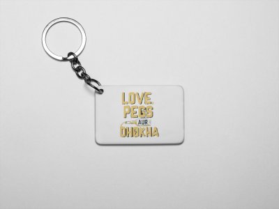 Love Pegs Aur Dhokha- acryllic printed white keychains/ keyrings for bollywood lover people(Pack Of 2)