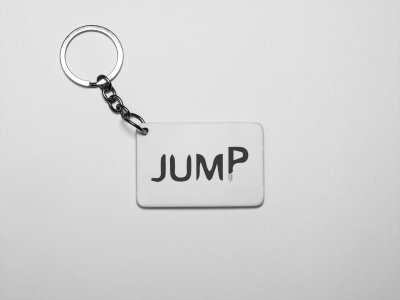 Jump acryllic printed white keychains/ keyrings for bollywood lover people(Pack Of 2)