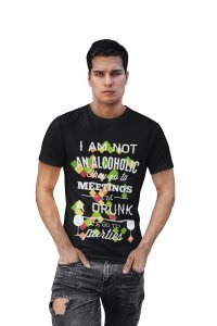 I am not an alcoholic printed black T-shirts - Men's stylish clothing - Cool tees for boys