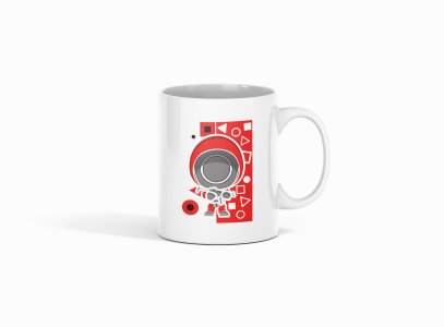 Red mask man standing - animation themed printed ceramic white coffee and tea mugs/ cups for animation lovers