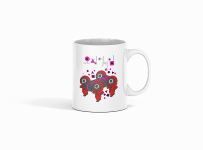 4 red mask men - animation themed printed ceramic white coffee and tea mugs/ cups for animation lovers