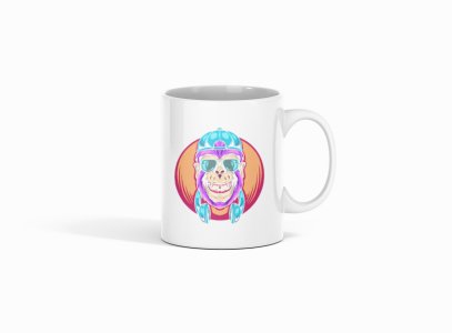 Monkey with cap - animation themed printed ceramic white coffee and tea mugs/ cups for animation lovers