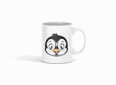 Penguin face - animation themed printed ceramic white coffee and tea mugs/ cups for animation lovers
