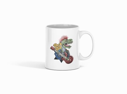 T-rex dinosaur - animation themed printed ceramic white coffee and tea mugs/ cups for animation lovers