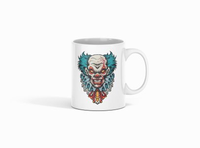 Ghost clown - animation themed printed ceramic white coffee and tea mugs/ cups for animation lovers