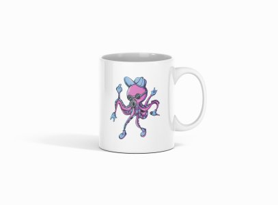 Octupus dancing - animation themed printed ceramic white coffee and tea mugs/ cups for animation lovers