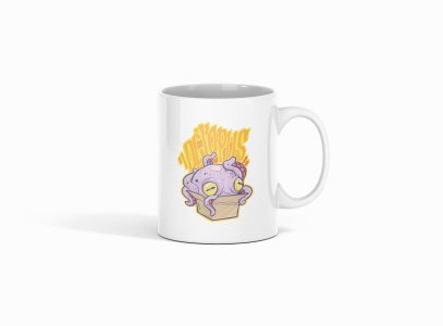 Octupus in box - animation themed printed ceramic white coffee and tea mugs/ cups for animation lovers
