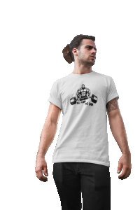 No Pain, No Gain, Semi Muscle Man, Round Neck Gym Tshirt (White Tshirt) - Clothes for Gym Lovers - Suitable for Gym Going Person - Foremost Gifting Material for Your Friends and Close Ones