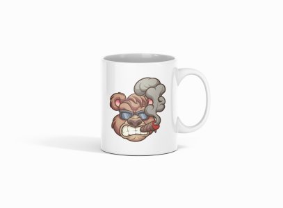 Angry bear - animation themed printed ceramic white coffee and tea mugs/ cups for animation lovers