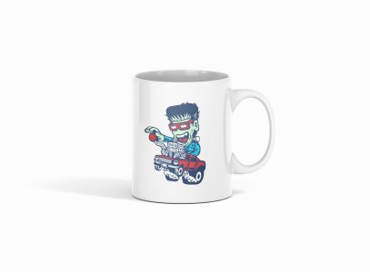 Green man - animation themed printed ceramic white coffee and tea mugs/ cups for animation lovers