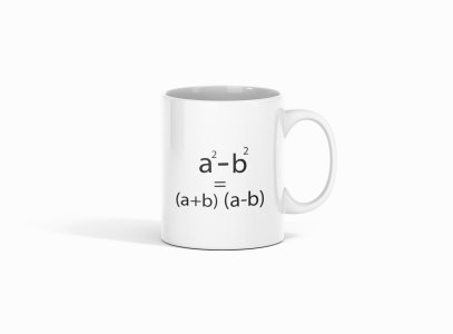 a2-b2= (a+b)(a-b)  - formula themed printed ceramic white coffee and tea mugs/ cups for maths lovers