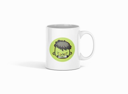 Hulk face - animation themed printed ceramic white coffee and tea mugs/ cups for animation lovers