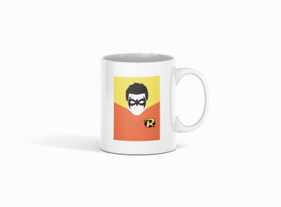 Robin (BG Orange, Yellow) - animation themed printed ceramic white coffee and tea mugs/ cups for animation lovers