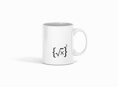 {Rootoverx)2 - formula themed printed ceramic white coffee and tea mugs/ cups for maths lovers