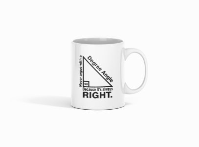 90Degree triangle  - formula themed printed ceramic white coffee and tea mugs/ cups for maths lovers