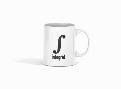 Integrat  - formula themed printed ceramic white coffee and tea mugs/ cups for maths lovers