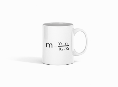 M=Y2-Y1/X2-X1  - formula themed printed ceramic white coffee and tea mugs/ cups for maths lovers