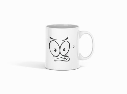 Angry Big Eyes Emoji - emoji printed ceramic white coffee and tea mugs/ cups for emoji lover people