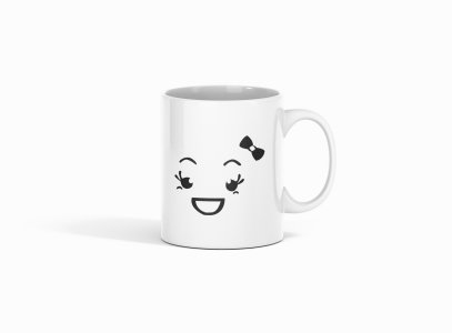 Pretty Girl Emoji- emoji printed ceramic white coffee and tea mugs/ cups for emoji lover people