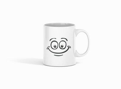 Big Eye Emoji- emoji printed ceramic white coffee and tea mugs/ cups for emoji lover people