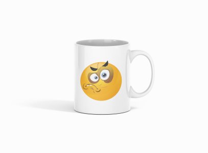 Angry Emoji- emoji printed ceramic white coffee and tea mugs/ cups for emoji lover people