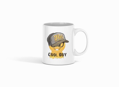 Rabbit Teeth (Cool Boy text) - emoji printed ceramic white coffee and tea mugs/ cups for emoji lover people