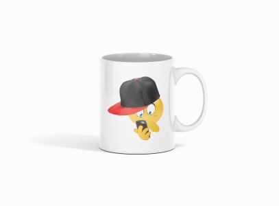 Selfie Emoji- emoji printed ceramic white coffee and tea mugs/ cups for emoji lover people