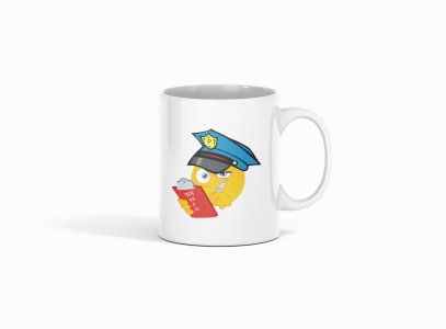 Police emoji - emoji printed ceramic white coffee and tea mugs/ cups for emoji lover people