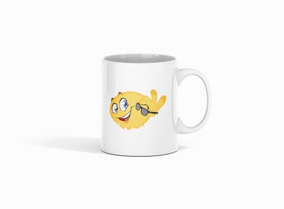 Happy Emoji removing glasses- emoji printed ceramic white coffee and tea mugs/ cups for emoji lover people
