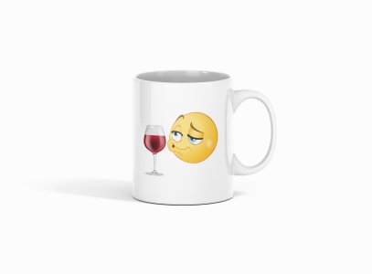 Whisky is Risky- emoji printed ceramic white coffee and tea mugs/ cups for emoji lover people