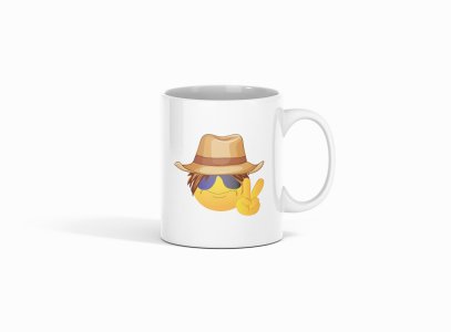 Say Cheese Printed Emoji- emoji printed ceramic white coffee and tea mugs/ cups for emoji lover people