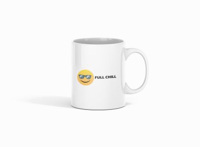Full Chill Emoji- emoji printed ceramic white coffee and tea mugs/ cups for emoji lover people
