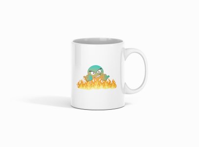Fire and Emoji - emoji printed ceramic white coffee and tea mugs/ cups for emoji lover people