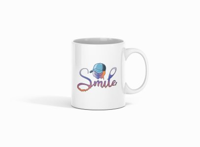 Scary Smile Emoji- emoji printed ceramic white coffee and tea mugs/ cups for emoji lover people