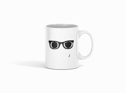 Black & White Glasses Emoji- emoji printed ceramic white coffee and tea mugs/ cups for emoji lover people