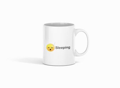 Sleeping Emoji- emoji printed ceramic white coffee and tea mugs/ cups for emoji lover people