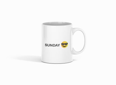 Sunday Look Emoji - emoji printed ceramic white coffee and tea mugs/ cups for emoji lover people