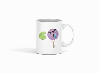 Strong Man in Violet Emoji- emoji printed ceramic white coffee and tea mugs/ cups for emoji lover people