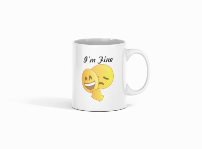 Hidden Feeling Emoji - emoji printed ceramic white coffee and tea mugs/ cups for emoji lover people