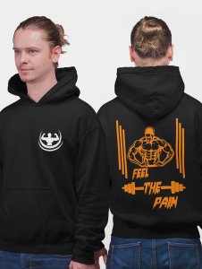 Feel The Pain, Straight Lines  printed artswear black hoodies for winter casual wear specially for Men