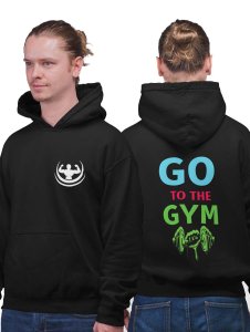 Go To The Gym ( Symbol With Colour Text ) printed artswear black hoodies for winter casual wear specially for Men