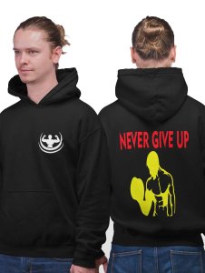 Never Give Up printed artswear black hoodies for winter casual wear specially for Men