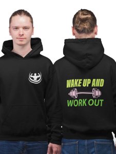 Wake Up And Workout printed artswear black hoodies for winter casual wear specially for Men