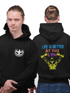Life Is Better At Gym printed artswear black hoodies for winter casual wear specially for Men