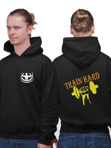Train Hard printed artswear black hoodies for winter casual wear specially for Men