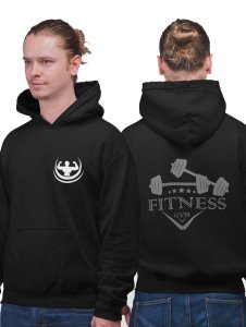 Fitness Gym, 2 Dumblesprinted artswear black hoodies for winter casual wear specially for Men