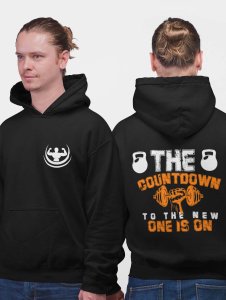 The Countdown(Orange and White) printed artswear black hoodies for winter casual wear specially for Men