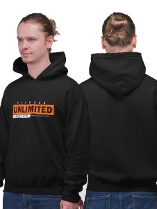 Fitness, Unlimited, Power Gym, 1 Dash (BG Orange and Black)printed artswear black hoodies for winter casual wear specially for Men
