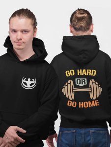 Go Hard Or Go Home, (Yellow, Orange & Cream)printed artswear black hoodies for winter casual wear specially for Men